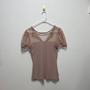 Express Sheer Sleeve Blouse - Dusty Pink
